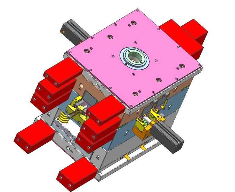 全3D设计弯管接头油缸滑块冷流道注塑模具