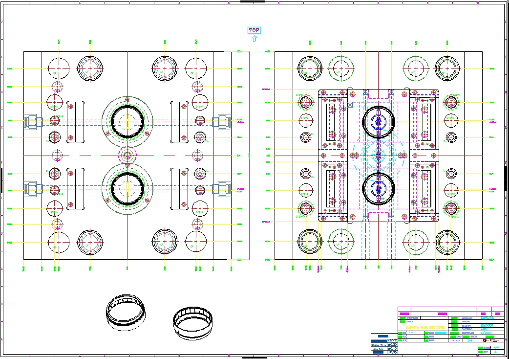 油缸齿条自动脱内螺纹模具2D组立图设计案例-苏州昆山模具2D设计