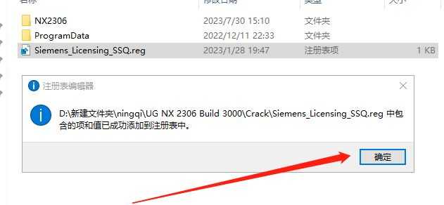 UG NX 2306安装教程第4步：确认注册表导入