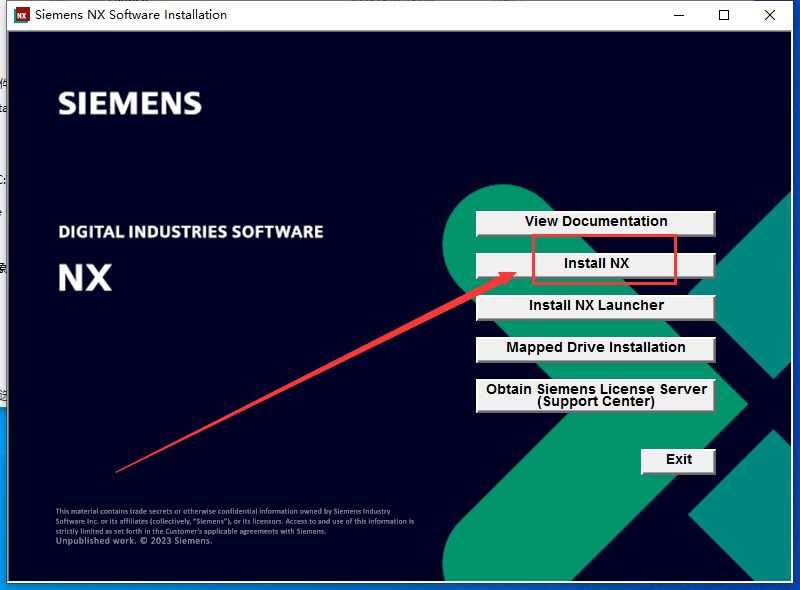 UG NX 2306安装教程第8步：点击Install NX按钮