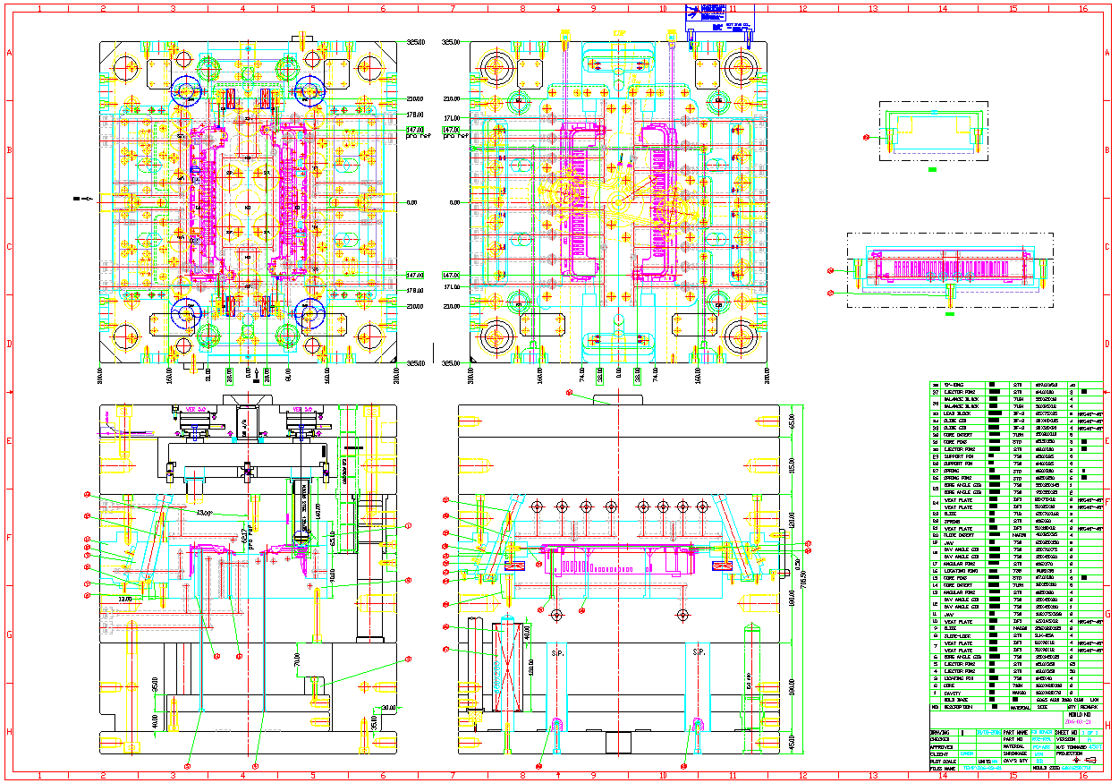 出口日企的模具2D组立图设计案例：结构、球标与中英目录制作